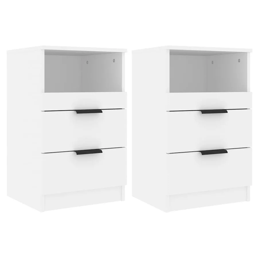 Tables de chevet 2 pcs Blanc Bois d'ingénierie - 2