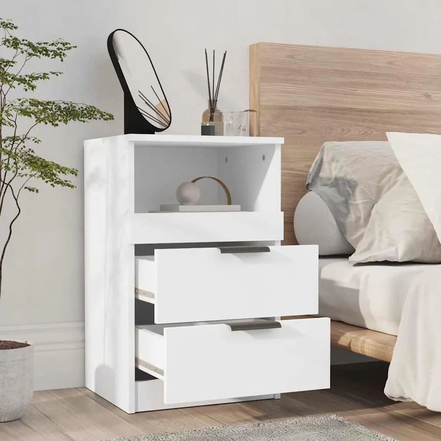 Tables de chevet 2 pcs Blanc Bois d'ingénierie - 4