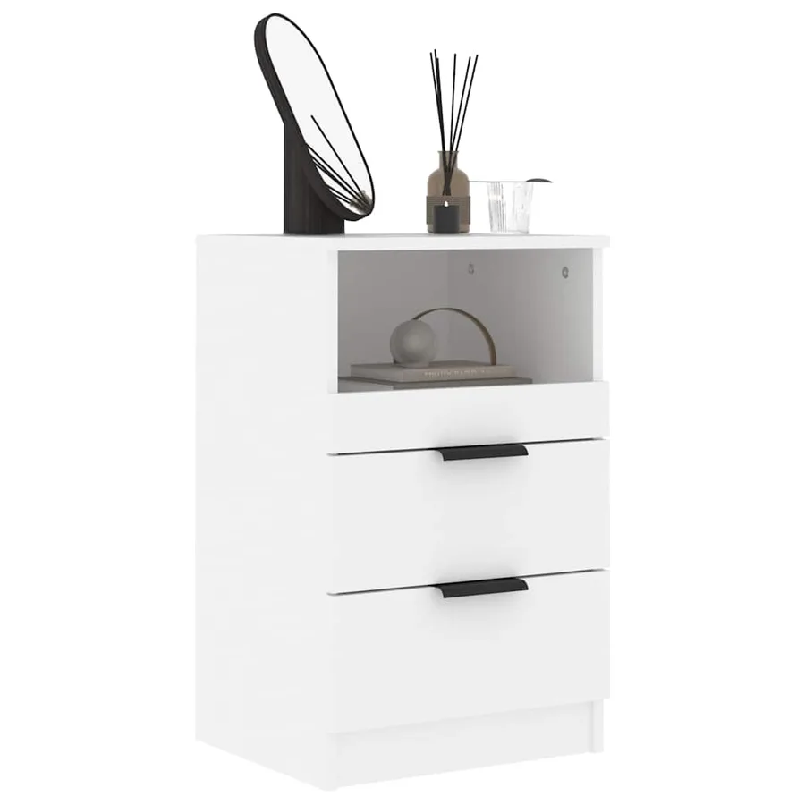 Tables de chevet 2 pcs Blanc Bois d'ingénierie - 9