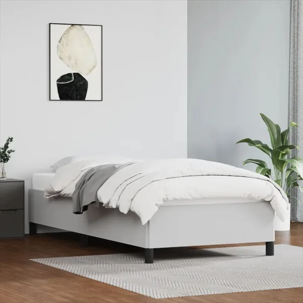 Cadre de lit sans matelas blanc 90x190 cm similicuir