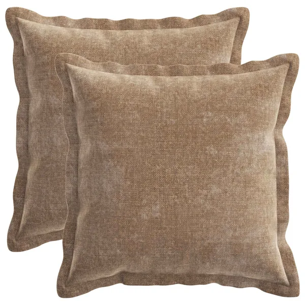 Housse de coussin 2 pcs HOUTEN Marron 40 x 40 cm Tissu Chenille
