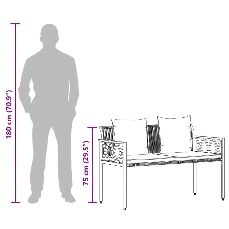 Bancs d'extérieur 2 -Seater 116 x 56 x 75 cm polyrotin - 11