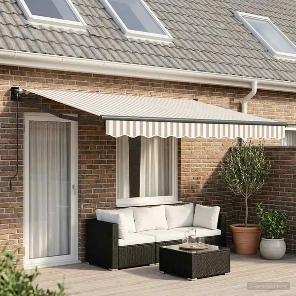 Auvent rétractable Gris clair et blanc 4 x 2 m