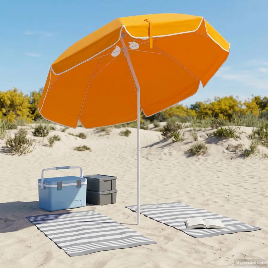 Parasol de jardin 160 cm polyester 170T Orange - 3