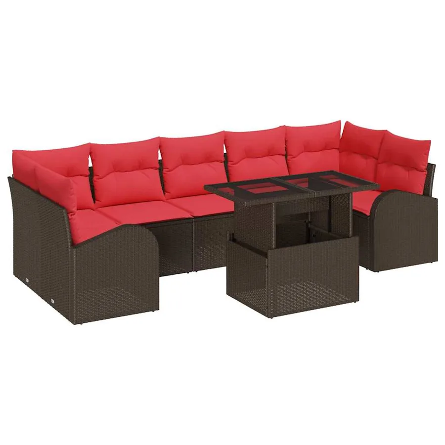 Ensemble de canapé de jardin 8 pcs Marron Poly Rattan - 2
