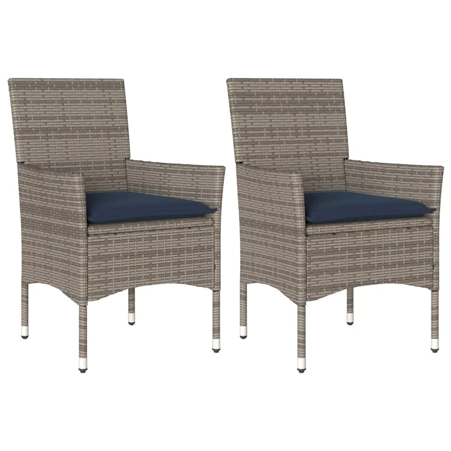 Chaises de jardin avec coussins lot de 2 gris résine tressée - 2