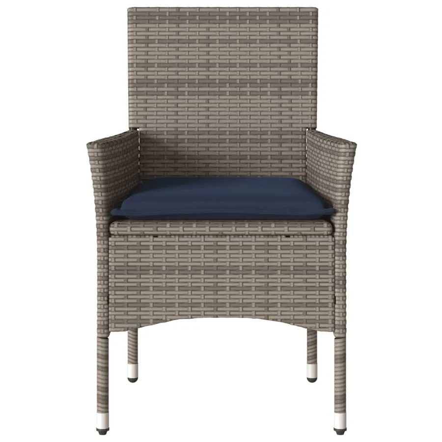Chaises de jardin avec coussins lot de 2 gris résine tressée - 5