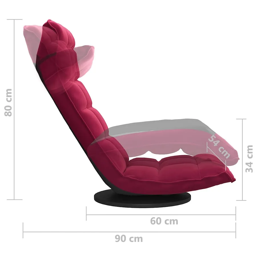 Chaise de sol pivotante Rouge bordeaux Velours - 7