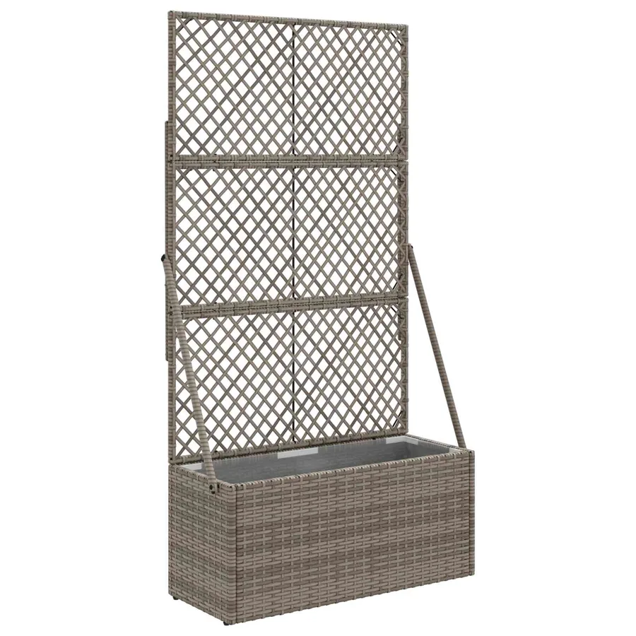 Bac à fleurs avec Treillis Gris 70 x 30 x 135 cm polyrotin - 2