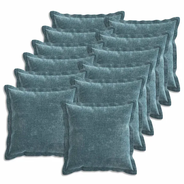 Housse de coussin 12 pcs HOUTEN Bleu 50 x 50 cm Tissu Chenille