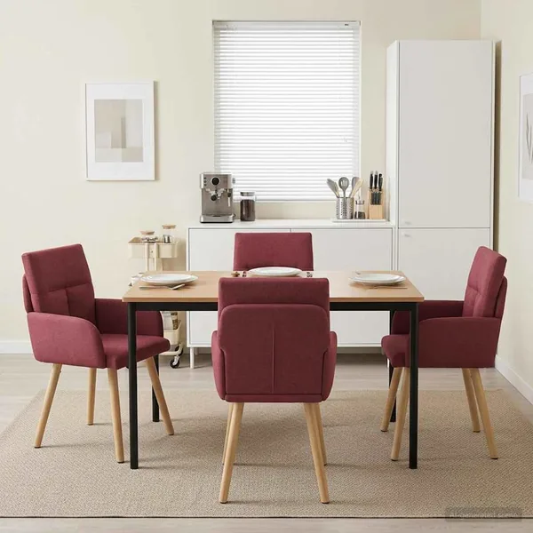 Chaises de salle à manger 4 pcs Tissu Bordeaux 60 x 56 x 96 cm