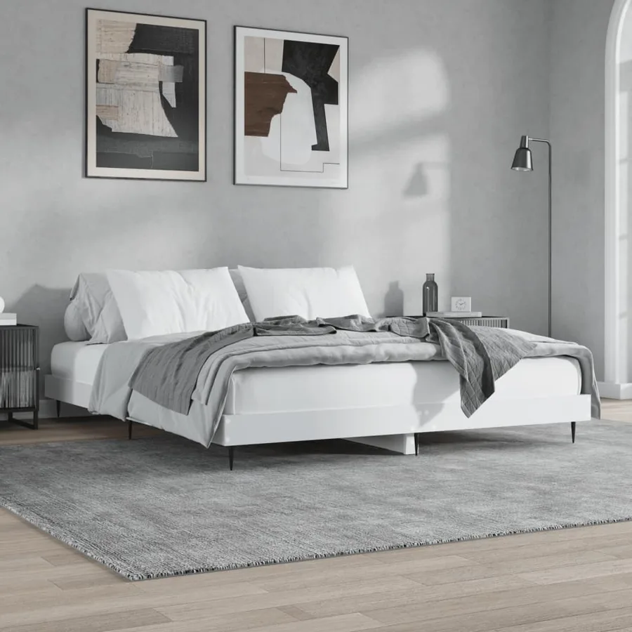 Cadre de lit sans matelas blanc 140x200 cm bois d'ingénierie - 4