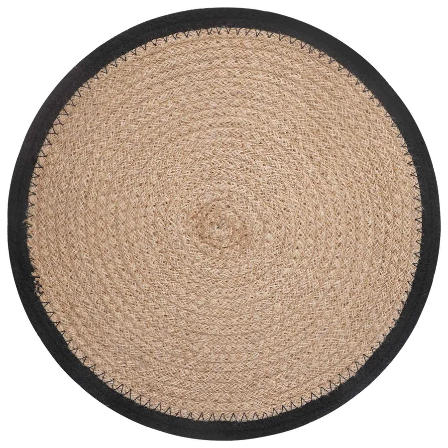 Placemets en jute 12 pcs Naturel et noir Ø 30 cm - 2