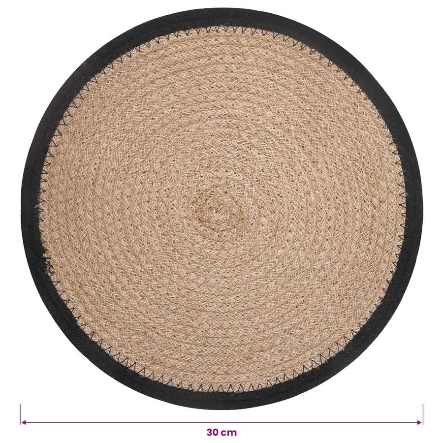 Placemets en jute 12 pcs Naturel et noir Ø 30 cm - 5