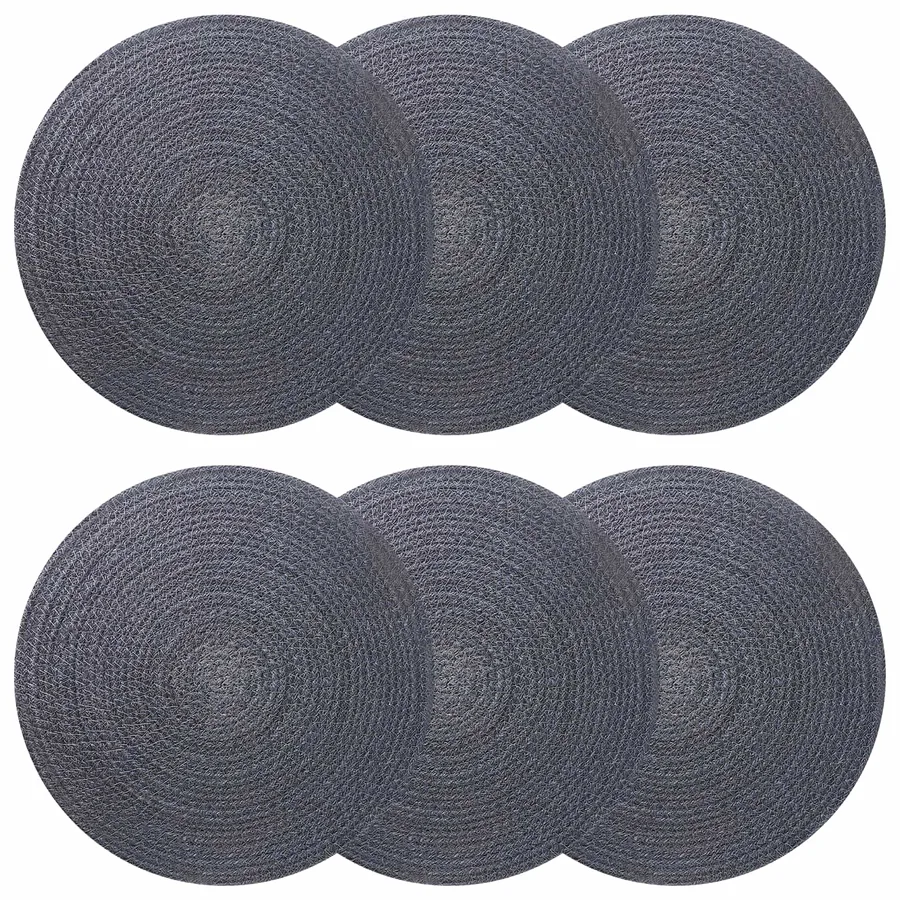 Placemets en jute 6 pcs Gris foncé Ø 30 cm 100 % jute Tossa