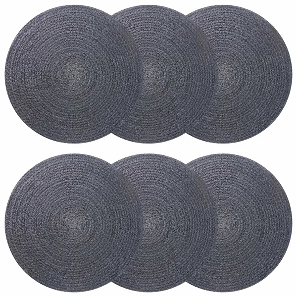 Placemets en jute 6 pcs Gris foncé Ø 30 cm 100 % jute Tossa