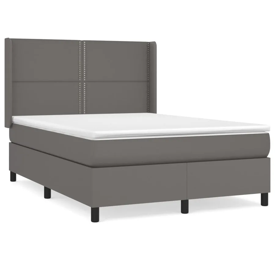 Sommier à lattes de lit avec matelas Gris 140x190 cm Similicuir - 2