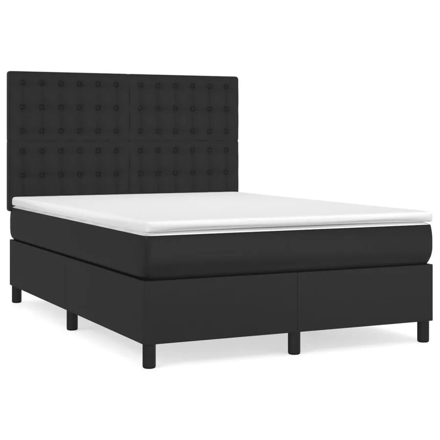 Sommier à lattes de lit avec matelas Noir 140x200 cm Similicuir - 2
