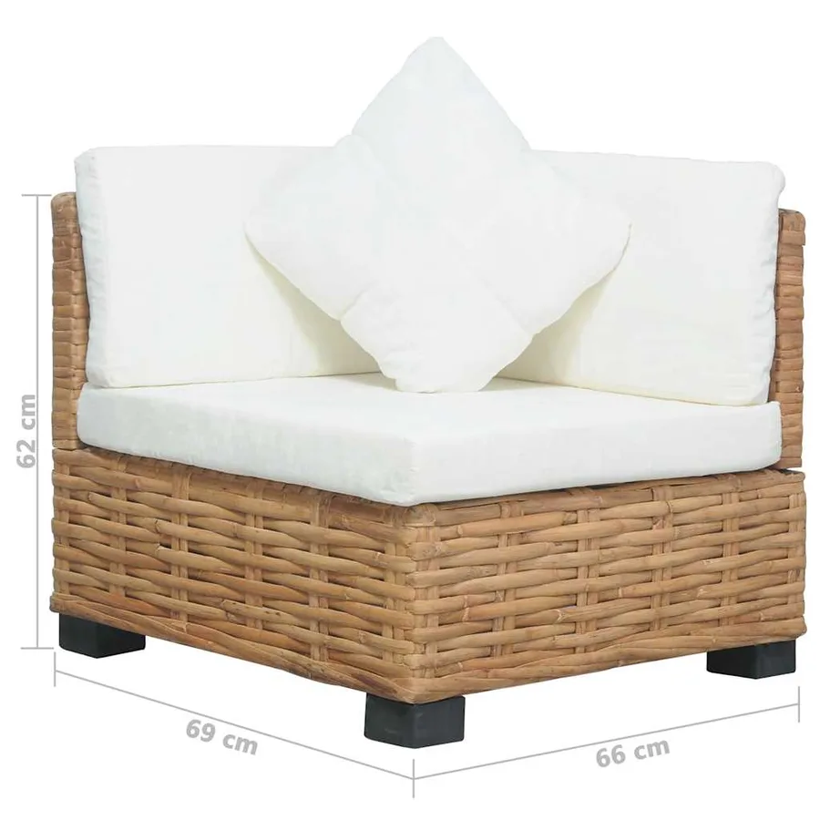 Canapé d'angle avec coussins Rotin naturel - 3