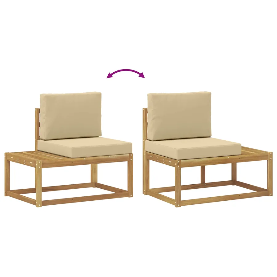 Ensemble de canapés d'extérieur 5 Pièce Blanc et Beige - 9