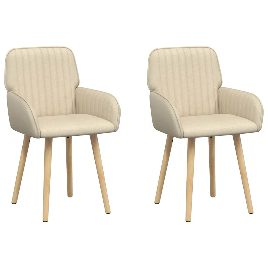 Chaises de salle à manger 2 pcs Tissu Crème 56,5 x 50 x 87,5 cm