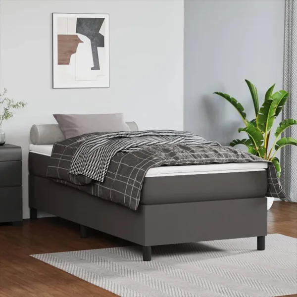Sommier à lattes de lit avec matelas Gris 100x200 cm Similicuir