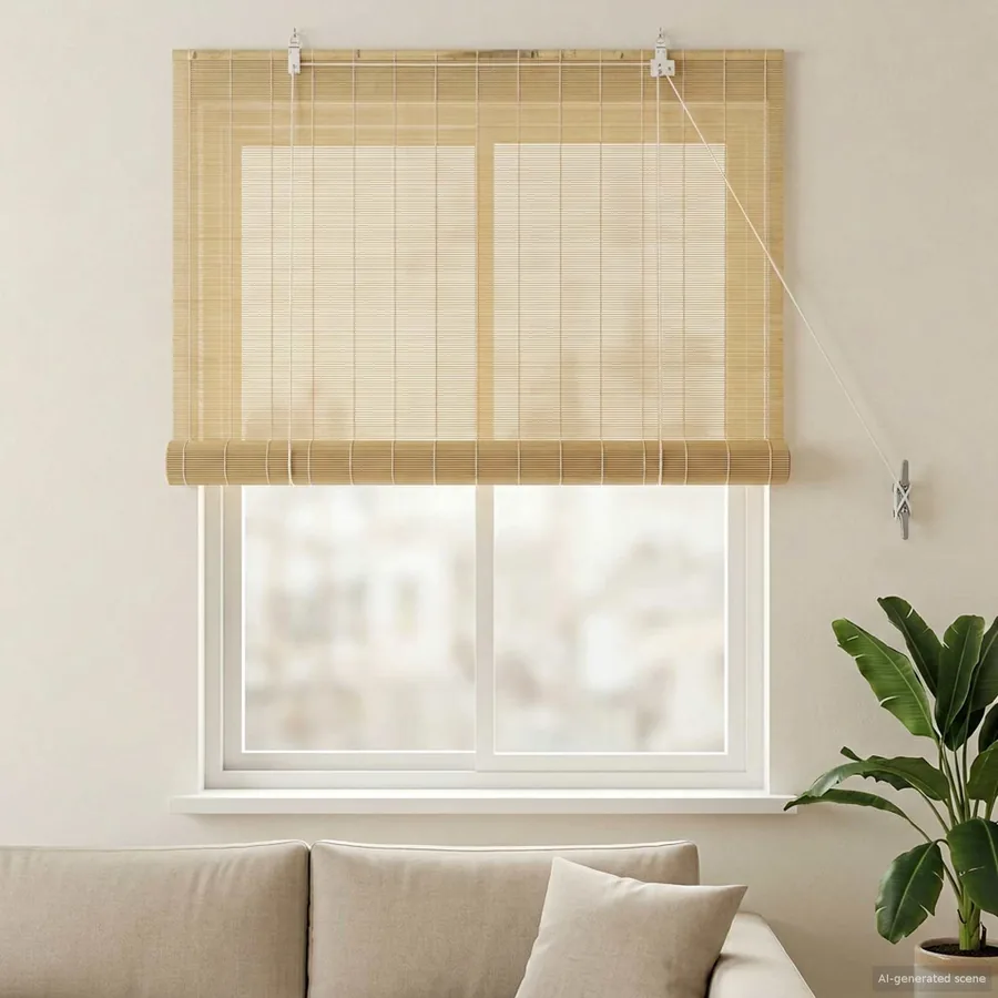 Store enrouleur Naturel 90 x 160 cm Bambou