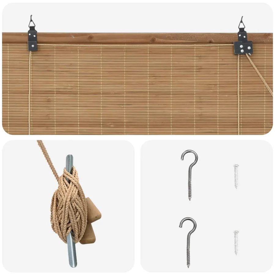 Store enrouleur Marron 160 x 160 cm Bambou - 4