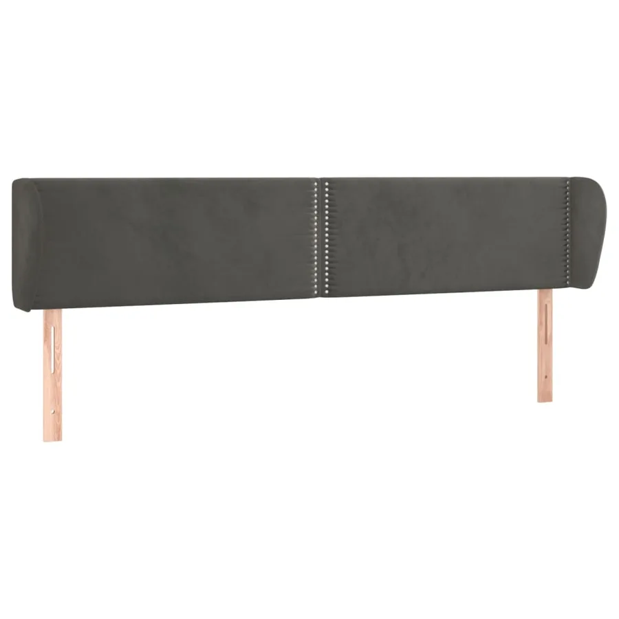 Tête de lit avec oreilles Gris foncé 203x23x78/88 cm Velours - 2