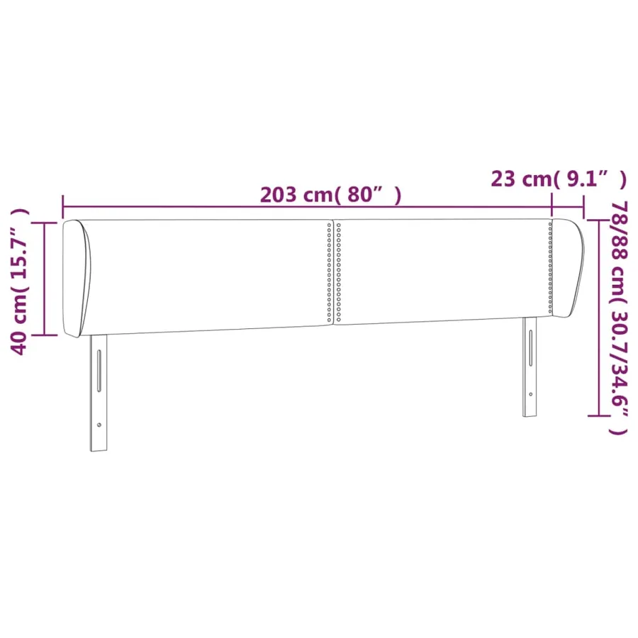 Tête de lit avec oreilles Gris foncé 203x23x78/88 cm Velours - 9
