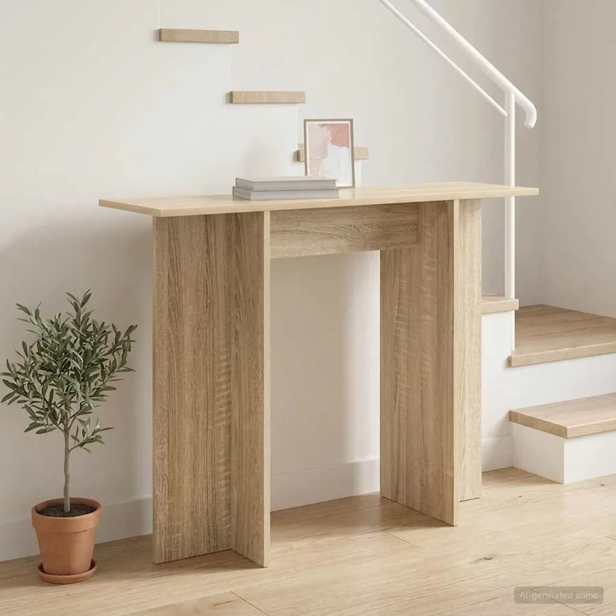 Table console Chêne Sonoma 100 x 30 x 75 cm Bois d'ingénierie - 4