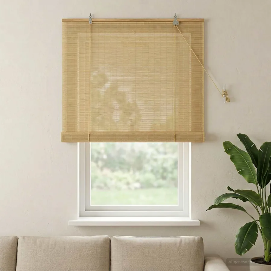 Store enrouleur Naturel 120 x 160 cm Bambou