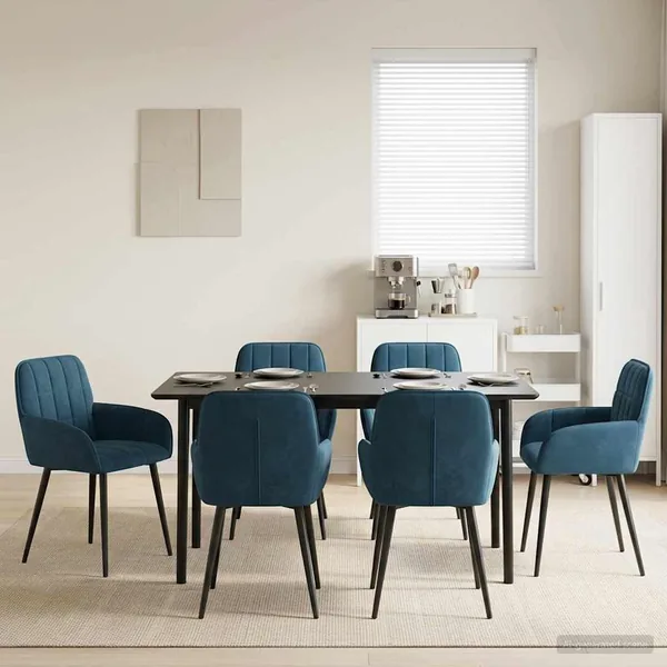 Chaises de salle à manger 6 pcs Velours Bleu 57 x 50 x 85 cm