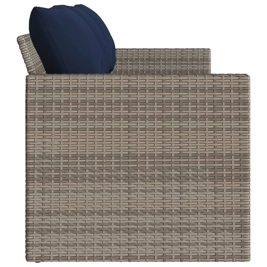 Canapé de jardin avec coussins 3 places gris résine tressée - 5