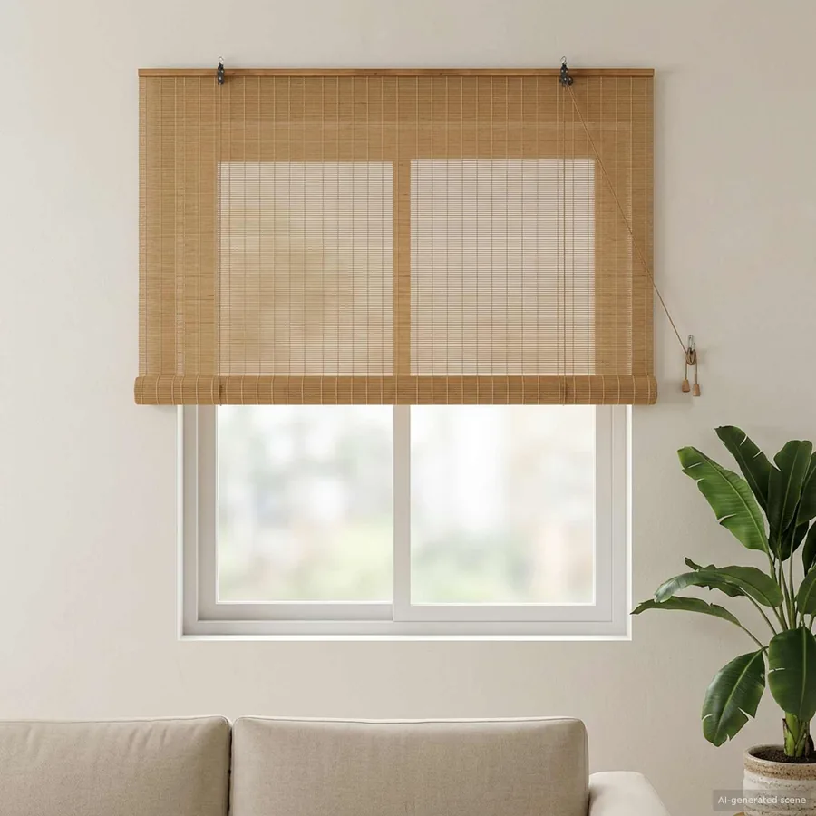 Store enrouleur Marron 130 x 160 cm Bambou