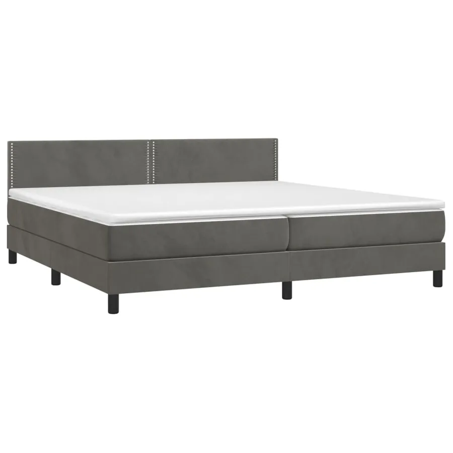 Sommier à lattes de lit et matelas Gris foncé 200x200cm Velours - 3