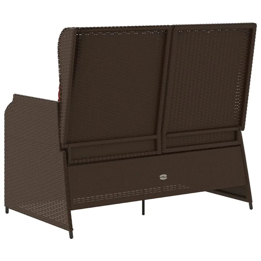 Banc inclinable de jardin avec coussins marron résine tressée - 6
