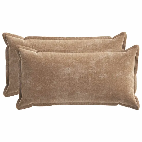 Housse de coussin 2 pcs HOUTEN Marron 40 x 80 cm Tissu Chenille