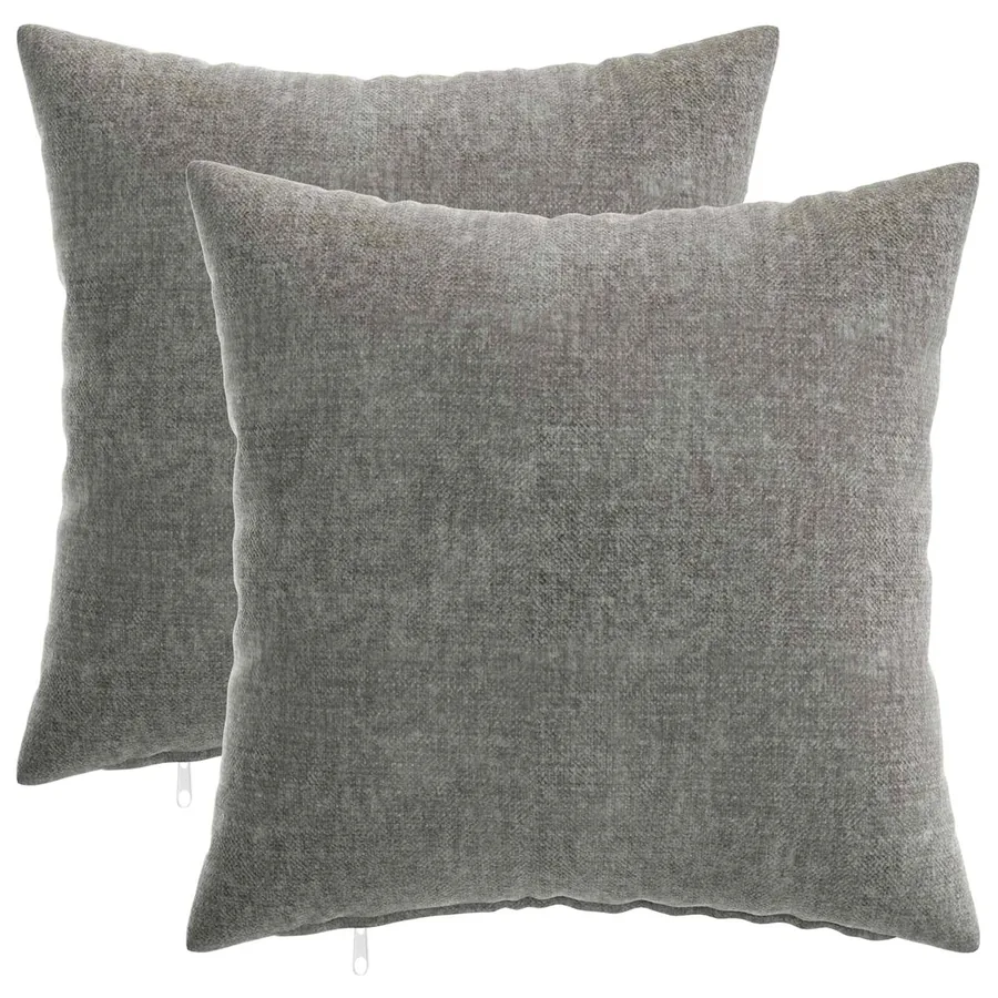 Housse de coussin 2 pcs HEERLEN Gris foncé 40 x 40 cm