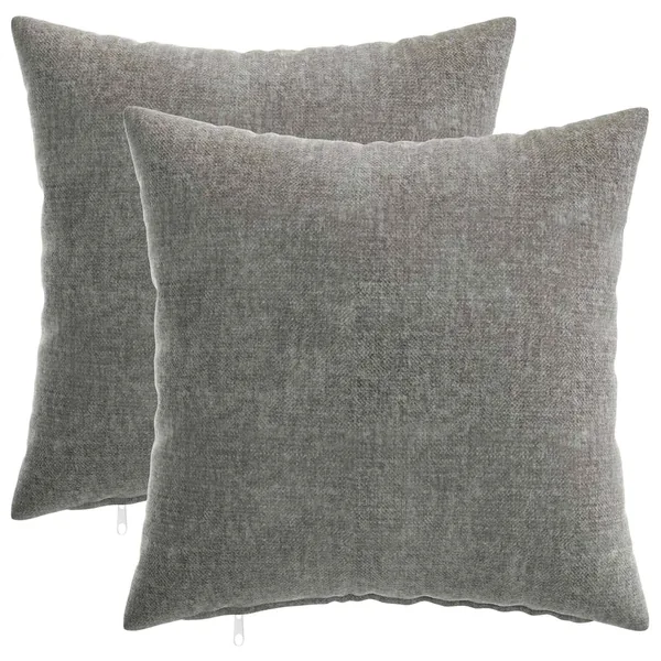 Housse de coussin 2 pcs HEERLEN Gris foncé 40 x 40 cm