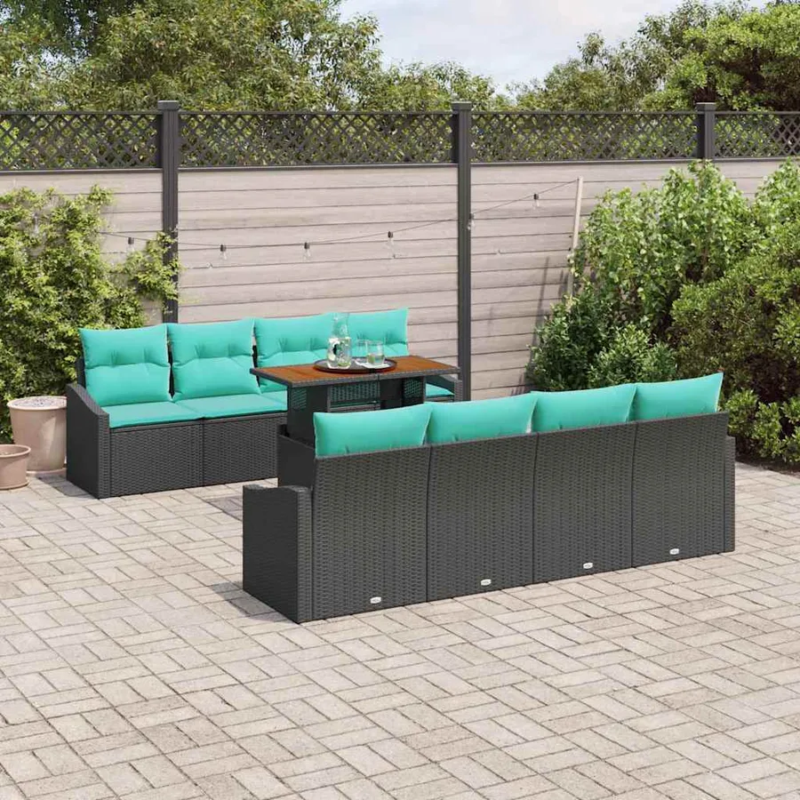 Ensemble de canapé de jardin 9 pc 8-Nombre de places - 3