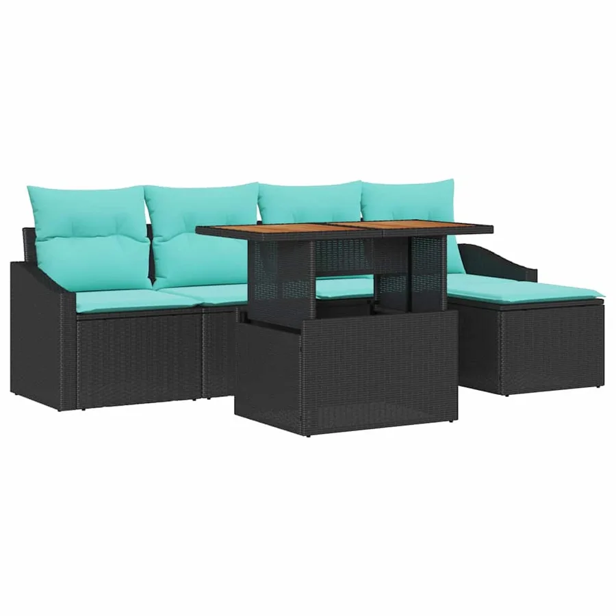 Ensemble de canapé de jardin 6 pcs Noir et teal - 2