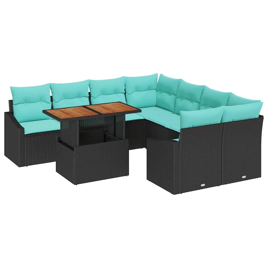 Ensemble de canapé de jardin 9 pc 8-Nombre de places - 2