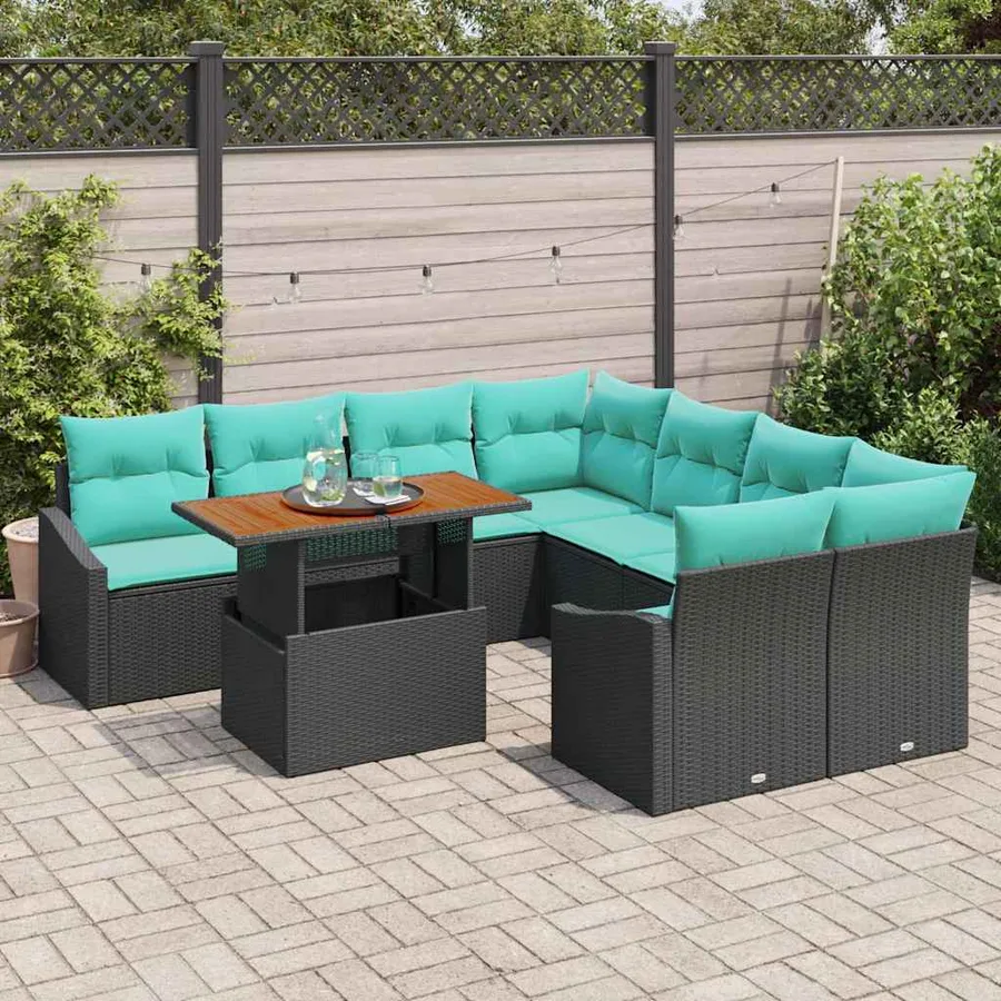 Ensemble de canapé de jardin 9 pc 8-Nombre de places - 3