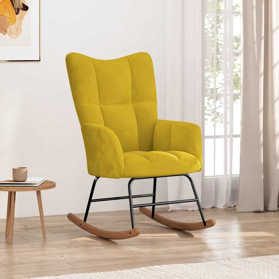Chaise à bascule Jaune moutarde Velours