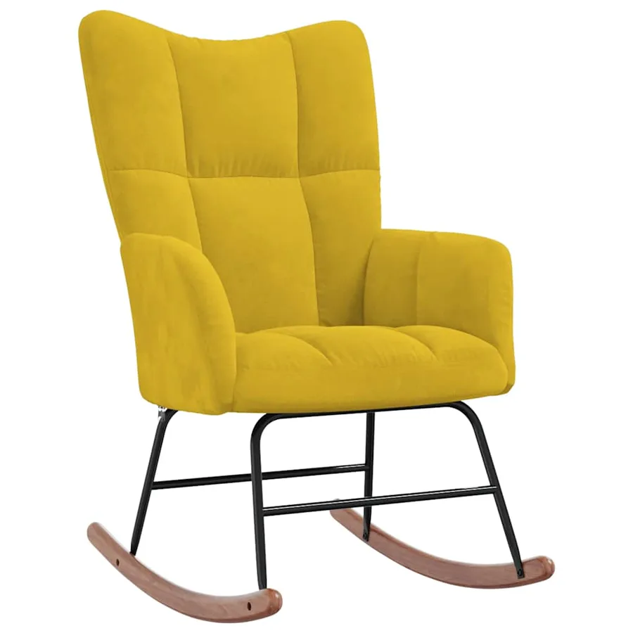 Chaise à bascule Jaune moutarde Velours - 2