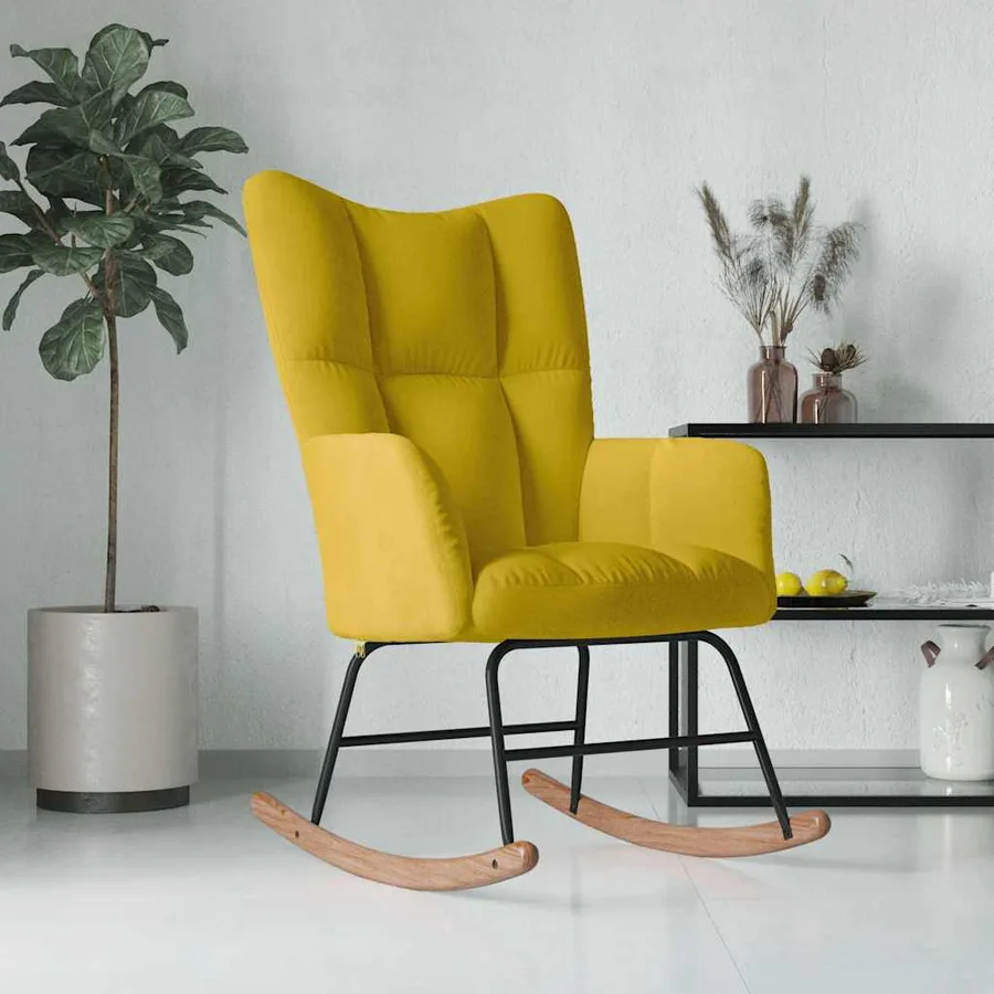 Chaise à bascule Jaune moutarde Velours - 3