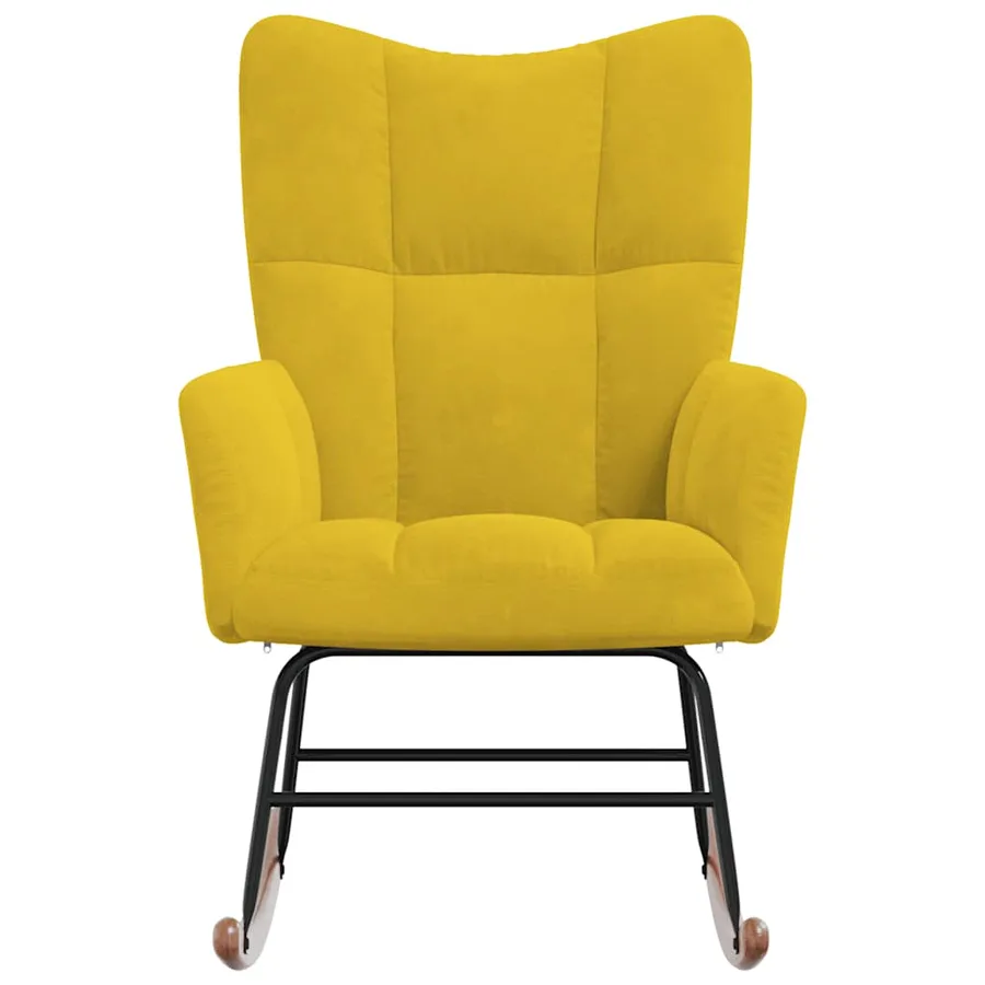 Chaise à bascule Jaune moutarde Velours - 4