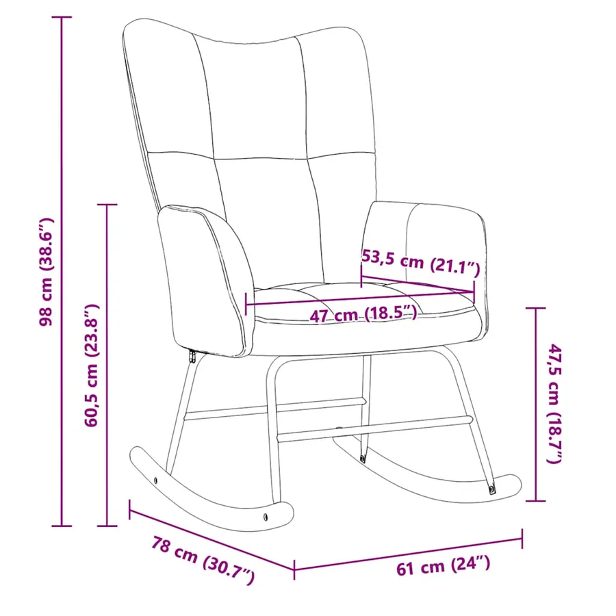 Chaise à bascule Jaune moutarde Velours - 9