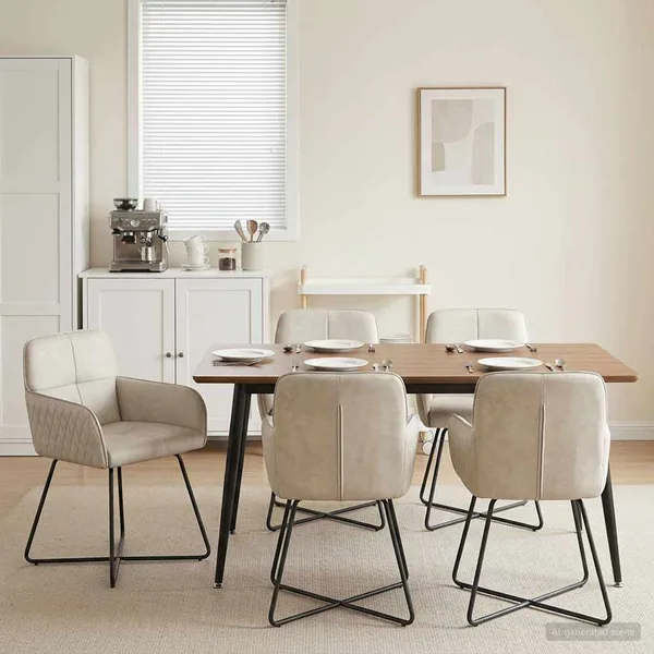 Chaises de salle à manger 6 pcs Velours Crème 59 x 56,5 x 86 cm